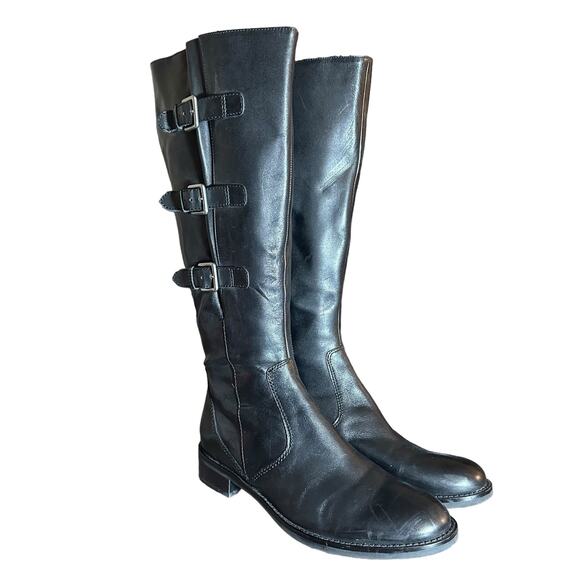 Ecco Hobart Buckle Tall knee Riding boot black leather size EU42 US 11 / 11 1/2 - Picture 4 of 13